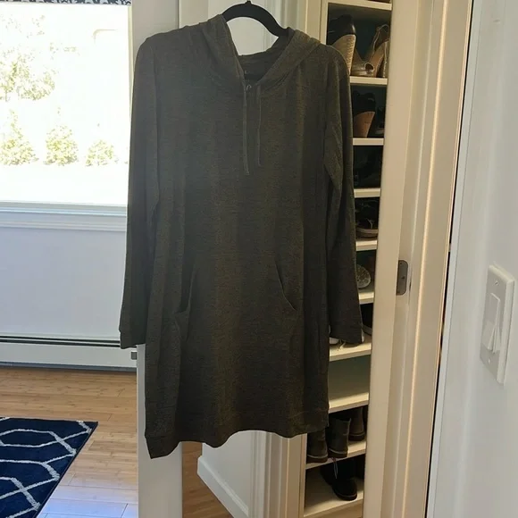 Super comfy green heathered hoodie tunic dress - Picture 1 of 6